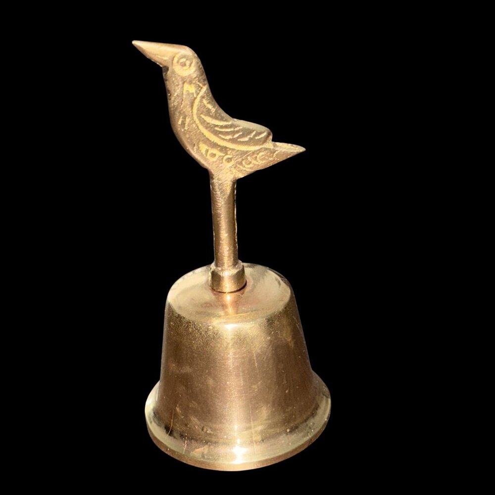 Small Vintage Brass Bell Bird Handle Hong Kong